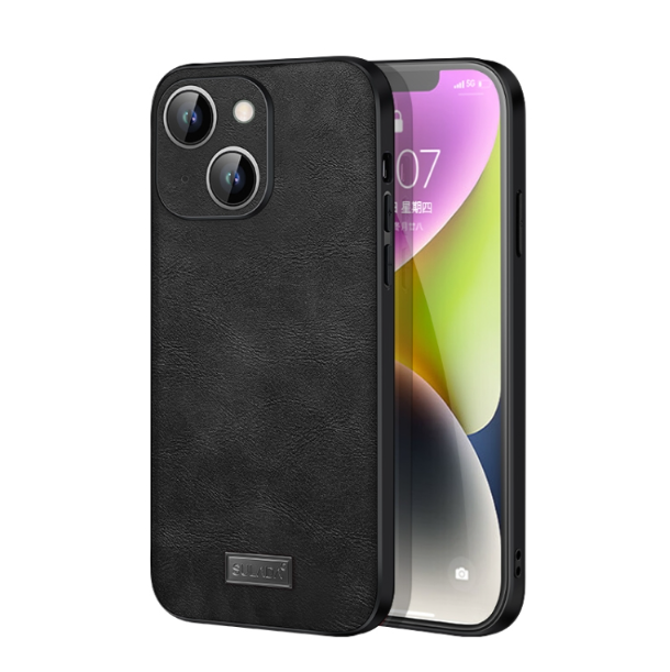 Sulada Shockproof TPU + Handmade Leather Phone Case - For iPhone 15 Plus - mosaccessories