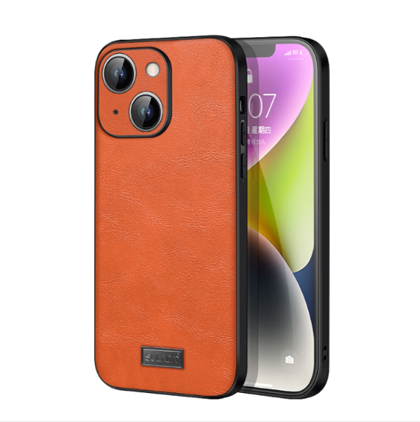 Sulada Shockproof TPU + Handmade Leather Phone Case - For iPhone 15 Plus - mosaccessories