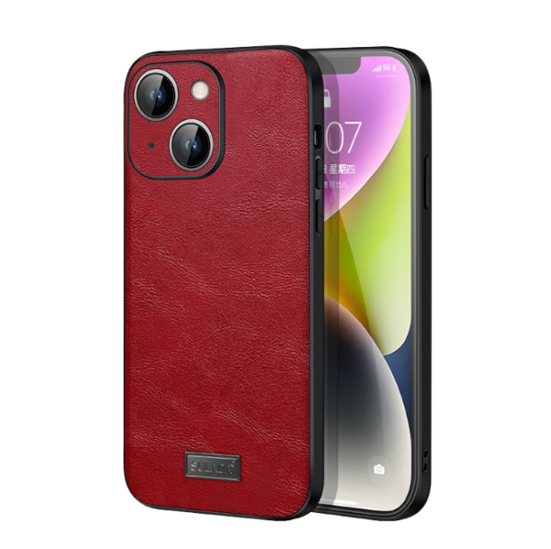 Sulada Shockproof TPU + Handmade Leather Phone Case - For iPhone 15 Plus - mosaccessories