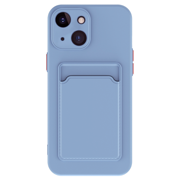 Skin Feel Card Slot Contrast Colour Button TPU Phone Case - For iPhone 15 Plus - mosaccessories