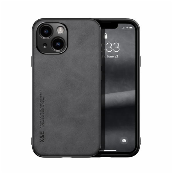 Skin Feel Magnetic Leather Back Phone Case - iPhone 15 Plus - mosaccessories