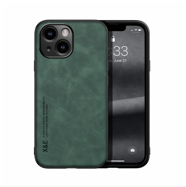 Skin Feel Magnetic Leather Back Phone Case - iPhone 15 Plus - mosaccessories