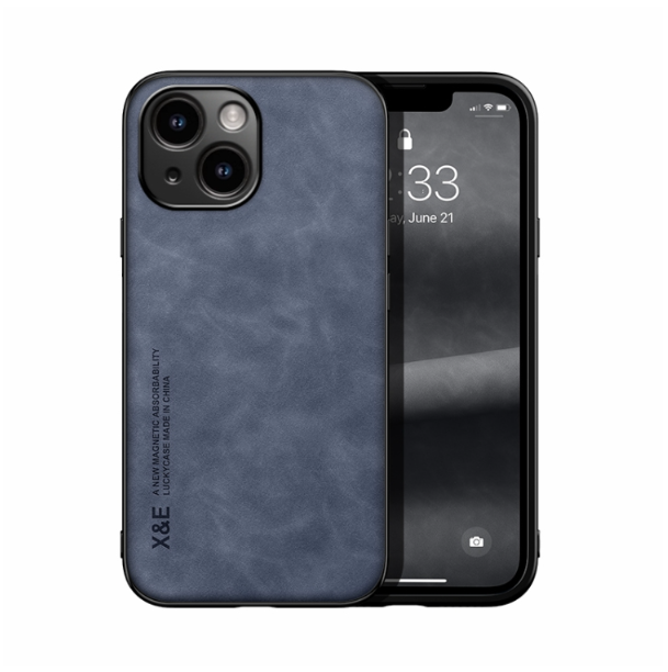 Skin Feel Magnetic Leather Back Phone Case - iPhone 15 Plus - mosaccessories