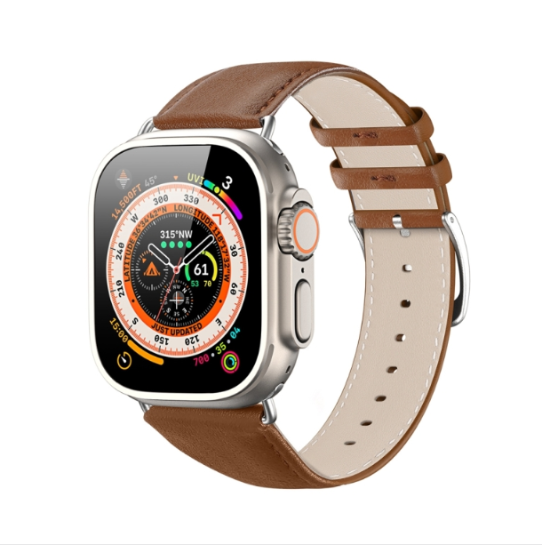 Dux Ducis YS Series Leather Watch Band Strap For Apple Watch 9 (41mm) Brown - mosaccessories