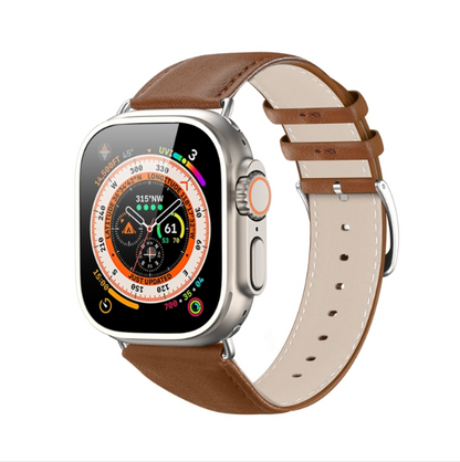 Dux Ducis YS Series Leather Watch Band Strap For Apple Watch 9 (41mm) Brown - mosaccessories