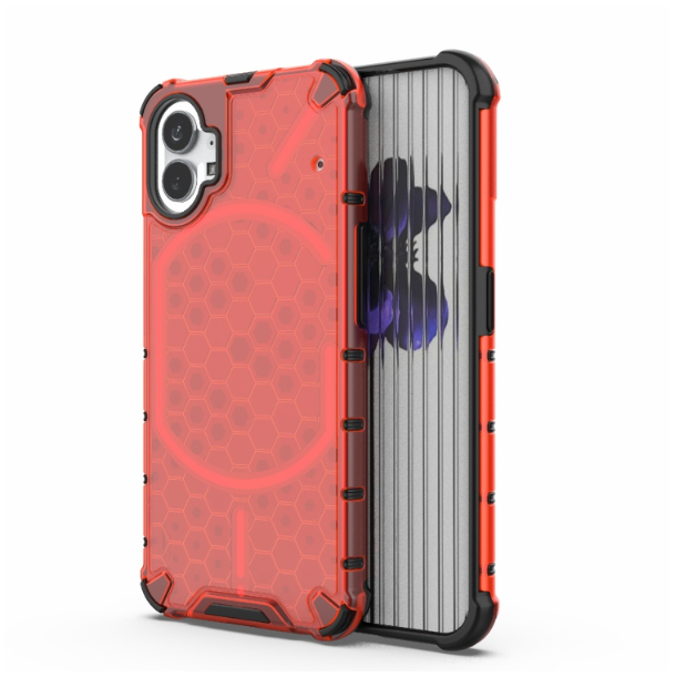 Shockproof Honeycomb Armour Red Phone Case - For Nothing Phone (1) at MosAccessories