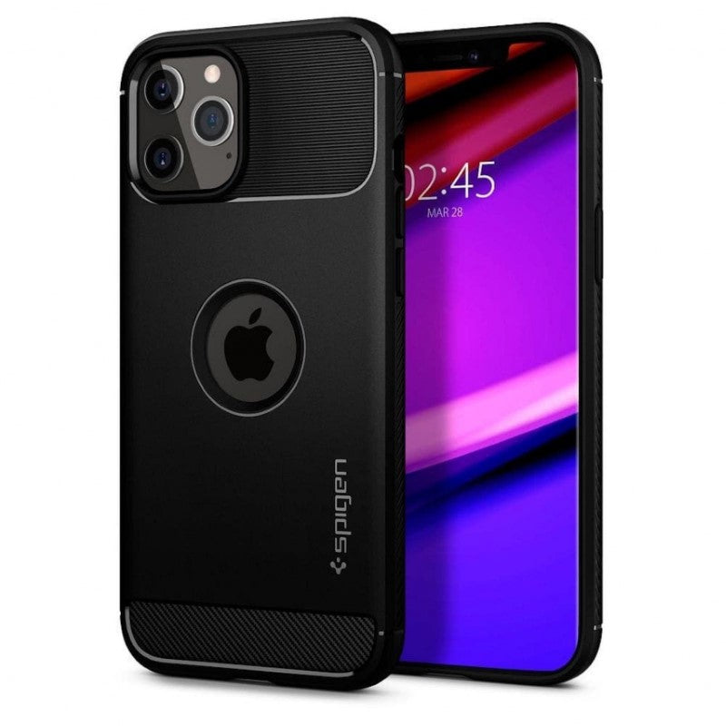Spigen Rugged Armor Matte Black Case - For iPhone 12 / 12 Pro