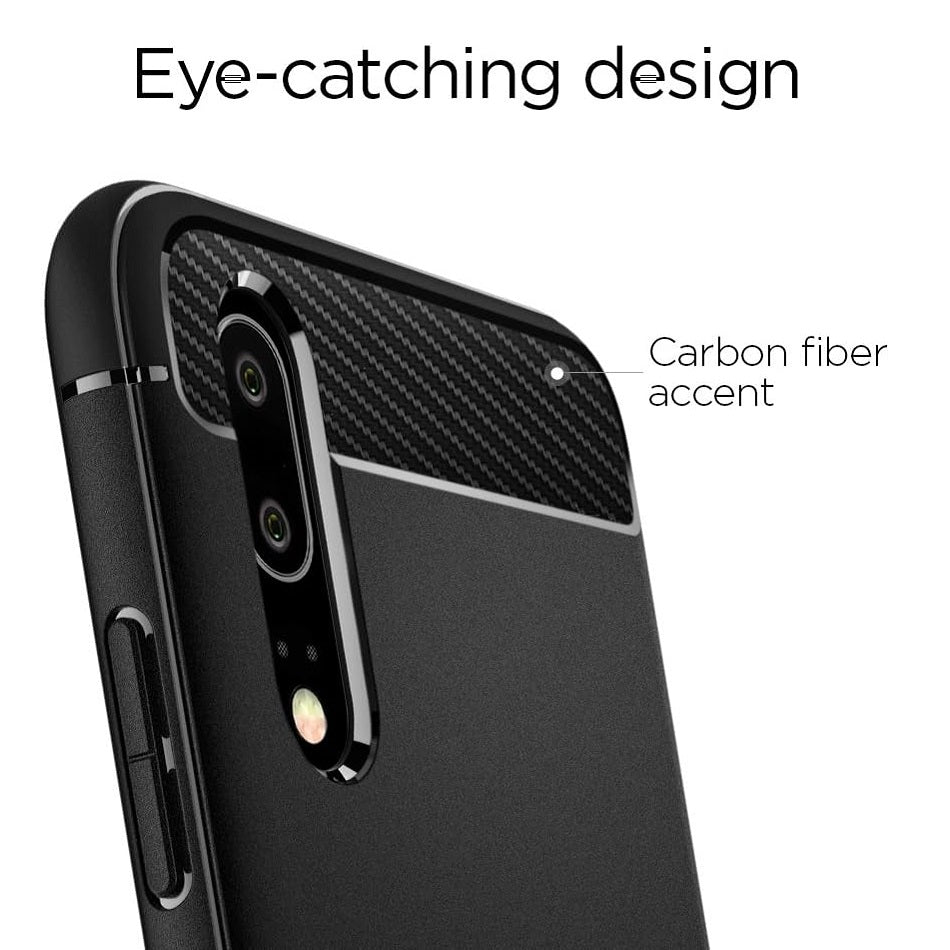 Spigen Rugged Armor Matte Black Case - For Huawei P20 - mosaccessories