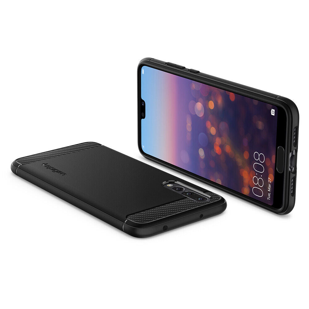 Spigen Rugged Armor Matte Black Case - For Huawei P20 Pro - mosaccessories