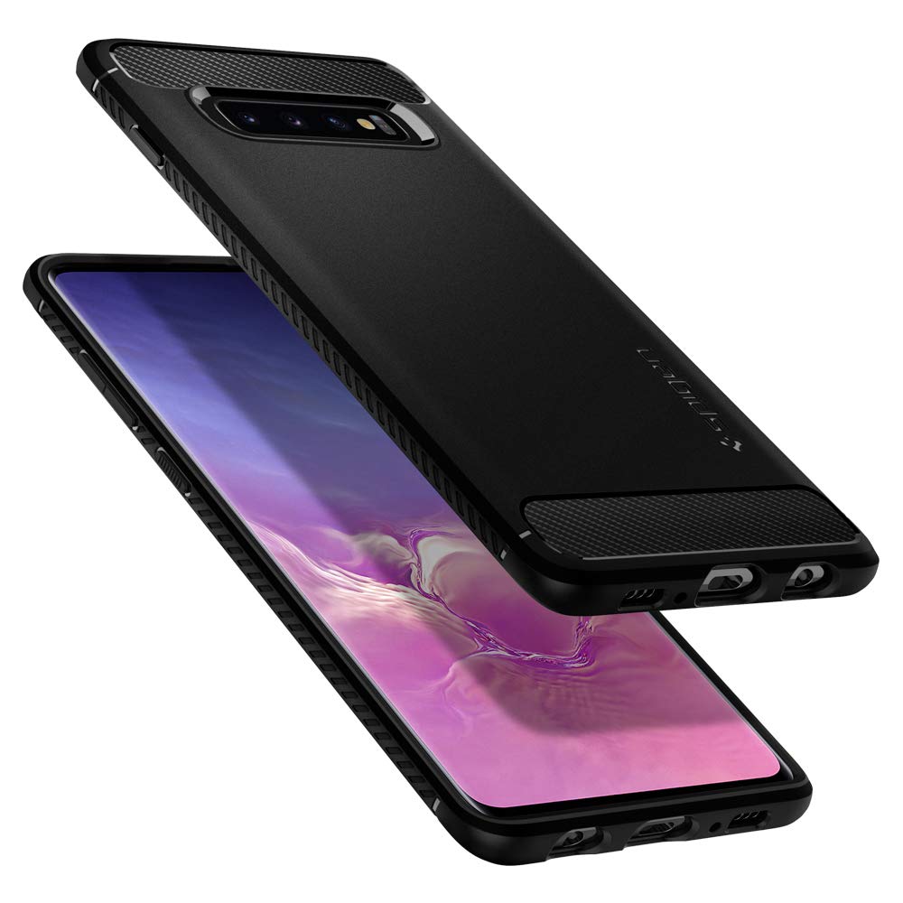 Spigen Rugged Armor Matte Black Case - For Samsung Galaxy S10 - mosaccessories