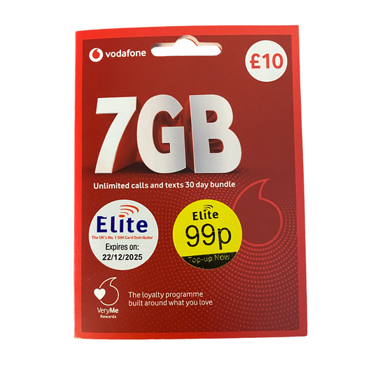 Vodafone Pay As You Go Sim Card 30 Day Bundle Front - £10 - MosAccessories.co.uk