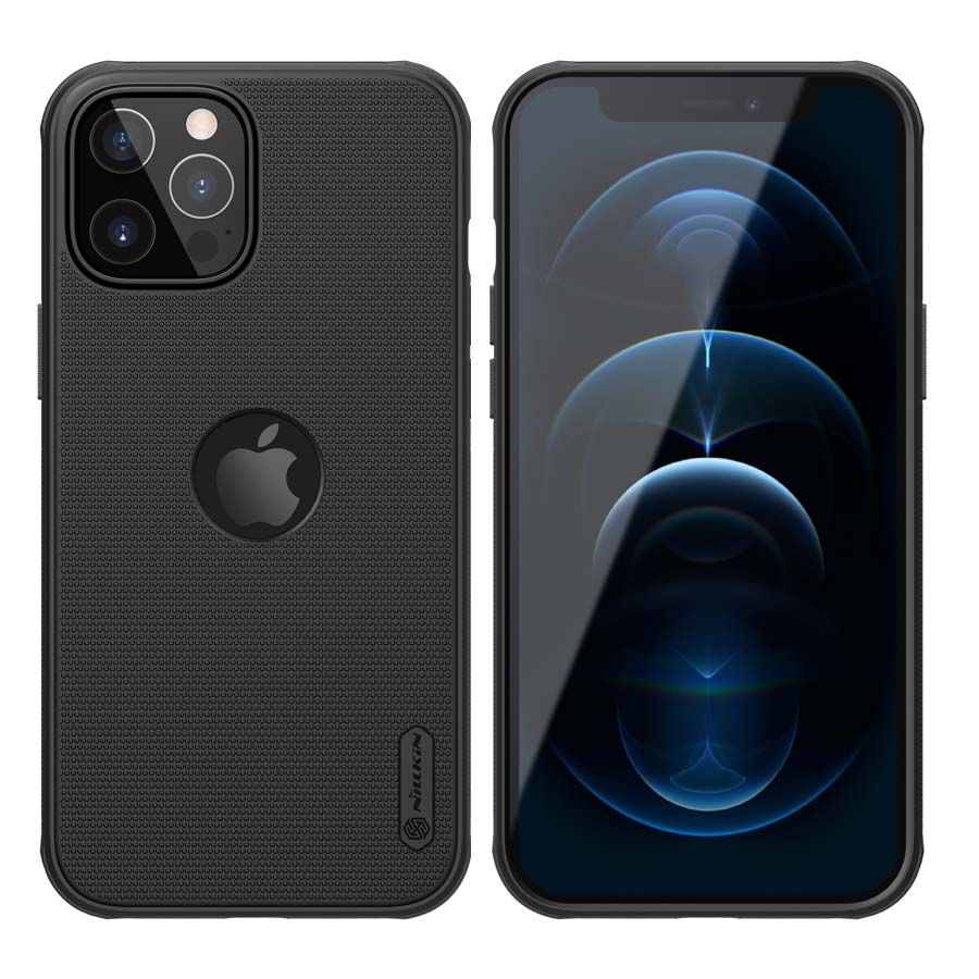 Nillkin Super Frosted Shield Pro Black Case (Logo Cutout) - For iPhone 12/12 Pro - mosaccessories