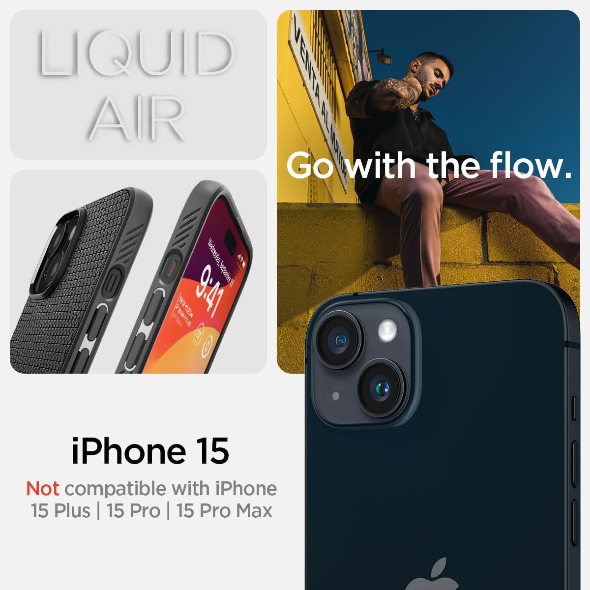 Spigen Liquid Air Phone Case - For iPhone 15 - mosaccessories