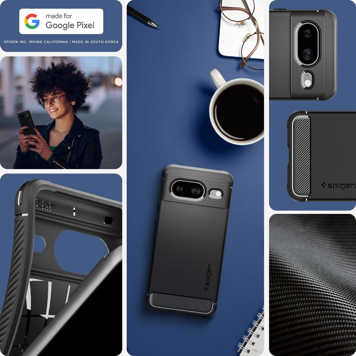 Spigen Rugged Armor Matte Black Case - For Google Pixel 8