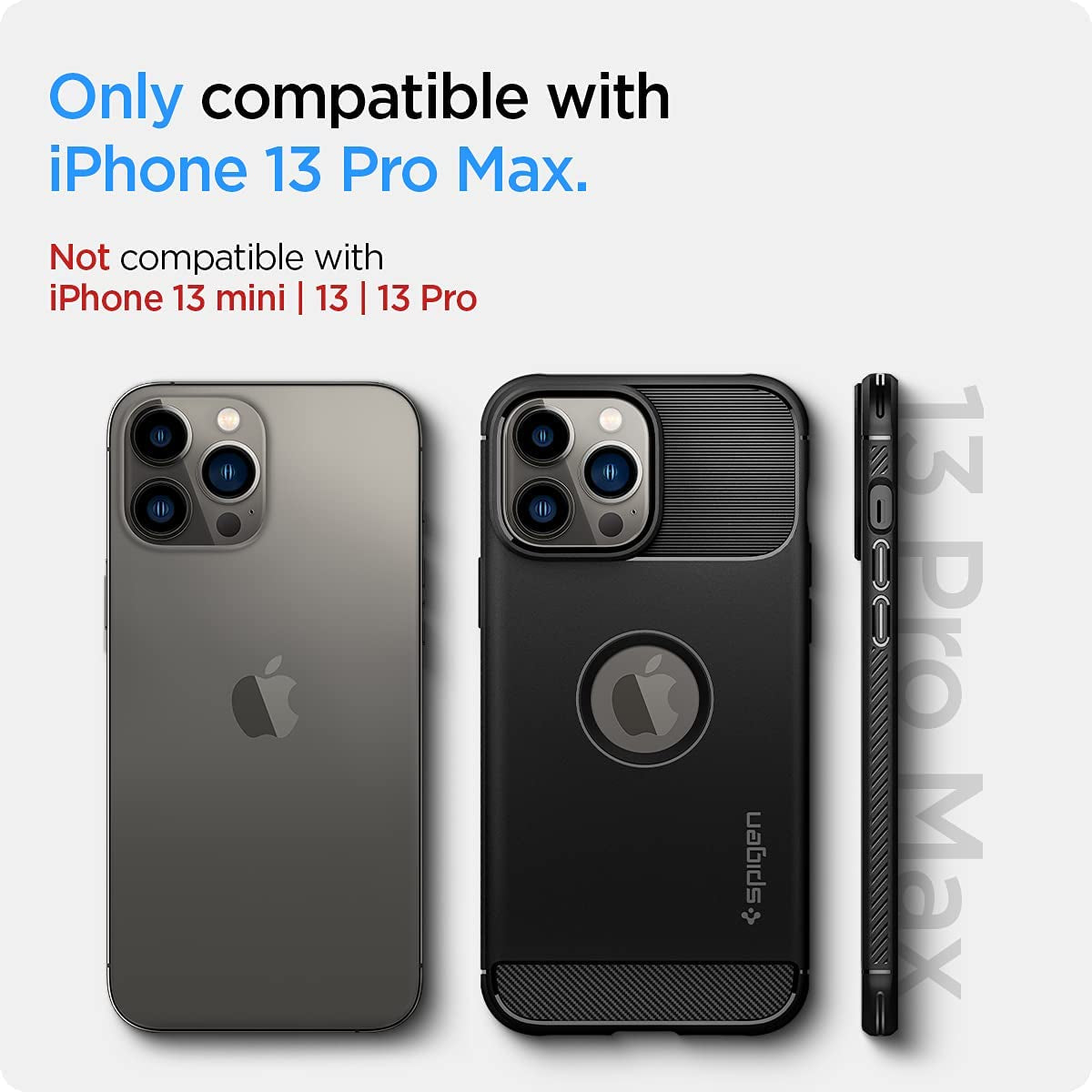 Spigen Rugged Armor Matte Black Case - For iPhone 13 Pro Max - mosaccessories