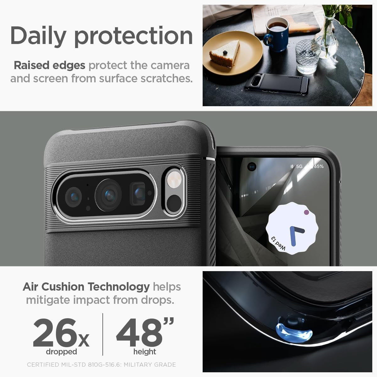 Spigen Rugged Armor Matte Black Case - For Google Pixel 8 Pro