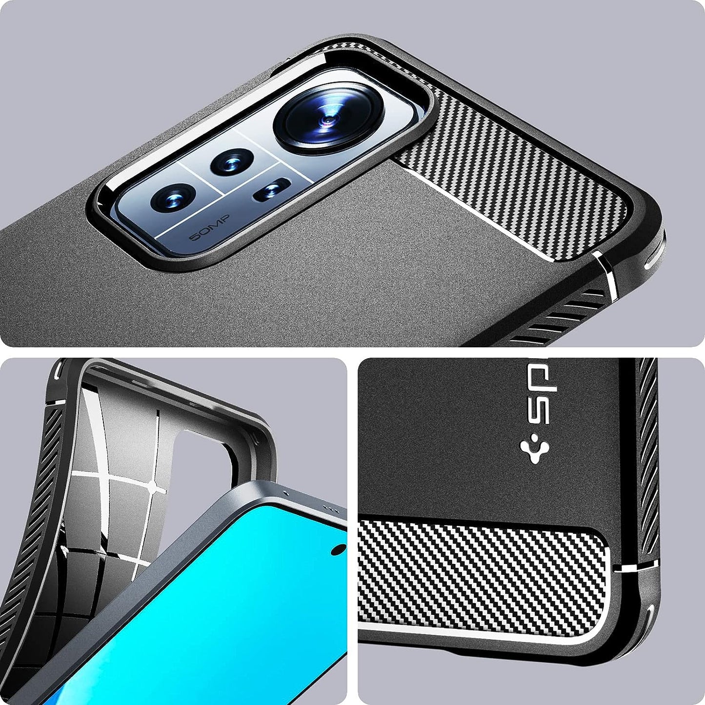 Spigen Rugged Armor Matte Black Case - For Xiaomi 12 Lite - mosaccessories