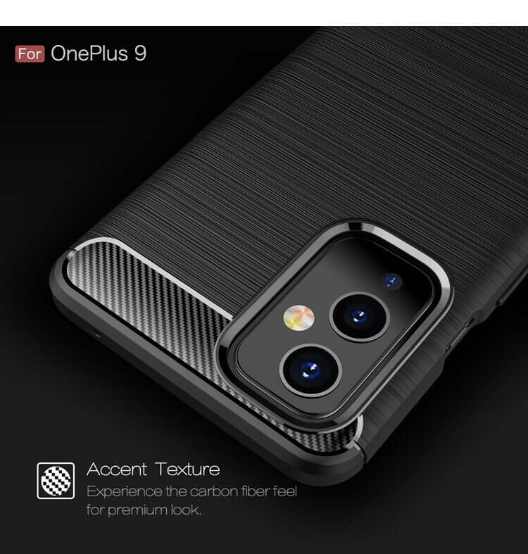 Carbon Fibre Rugged Armour TPU Black Case - For OnePlus 9 - mosaccessories