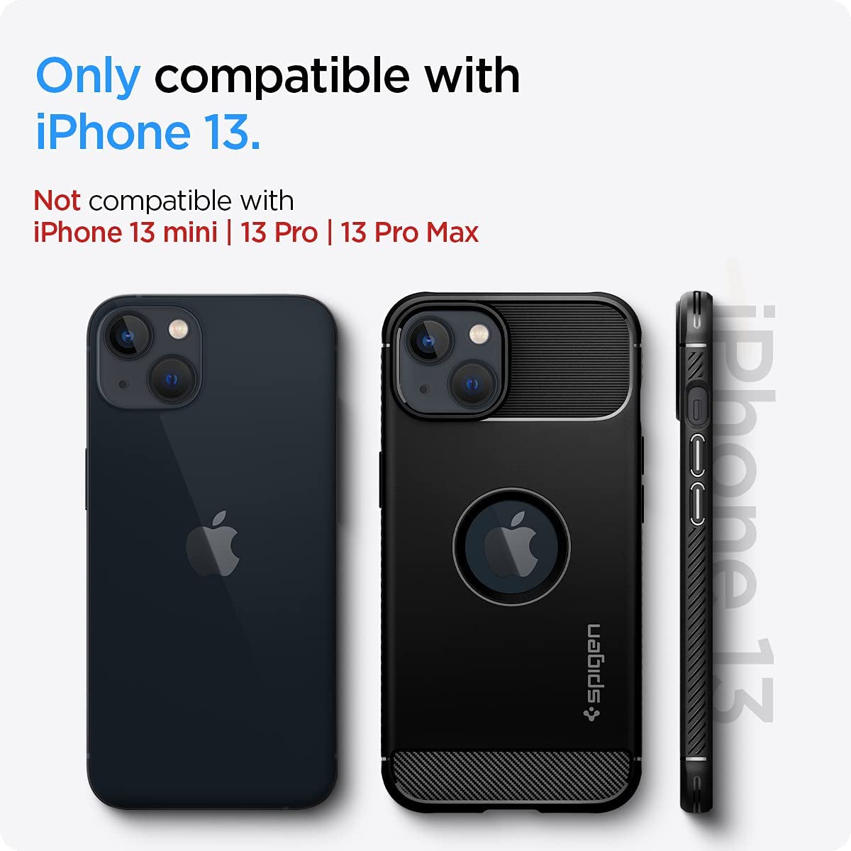 Spigen Rugged Armor Matte Black Case - For iPhone 13 - mosaccessories