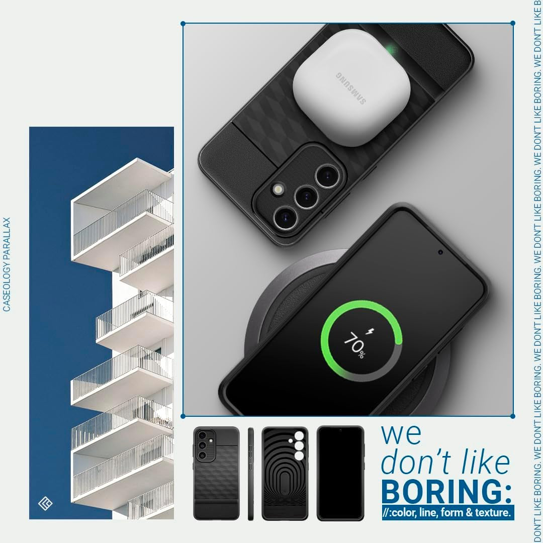 Caseology Parallax Ergonomic 3D Hexa Cube Designed Matte Black Case - For Samsung Galaxy S24