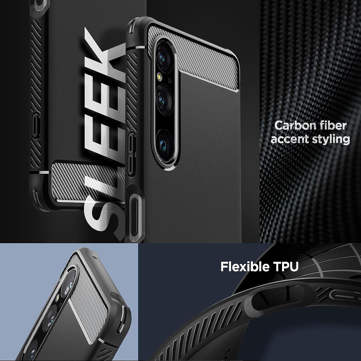 Spigen Rugged Armor Matte Black Case - For Sony Xperia 1 V - mosaccessories