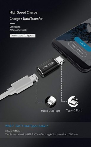 Dux Ducis Micro USB to USB-C Connector Adapter Black - mosaccessories