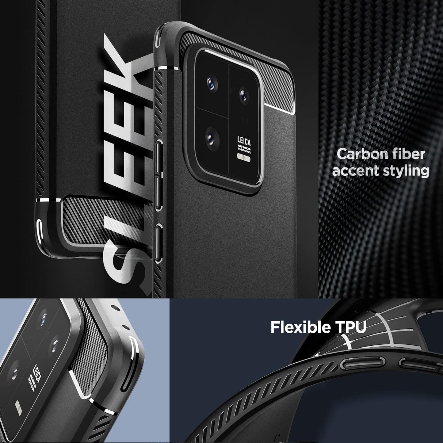 Spigen Rugged Armor Matte Black Case - For Xiaomi 13 Pro