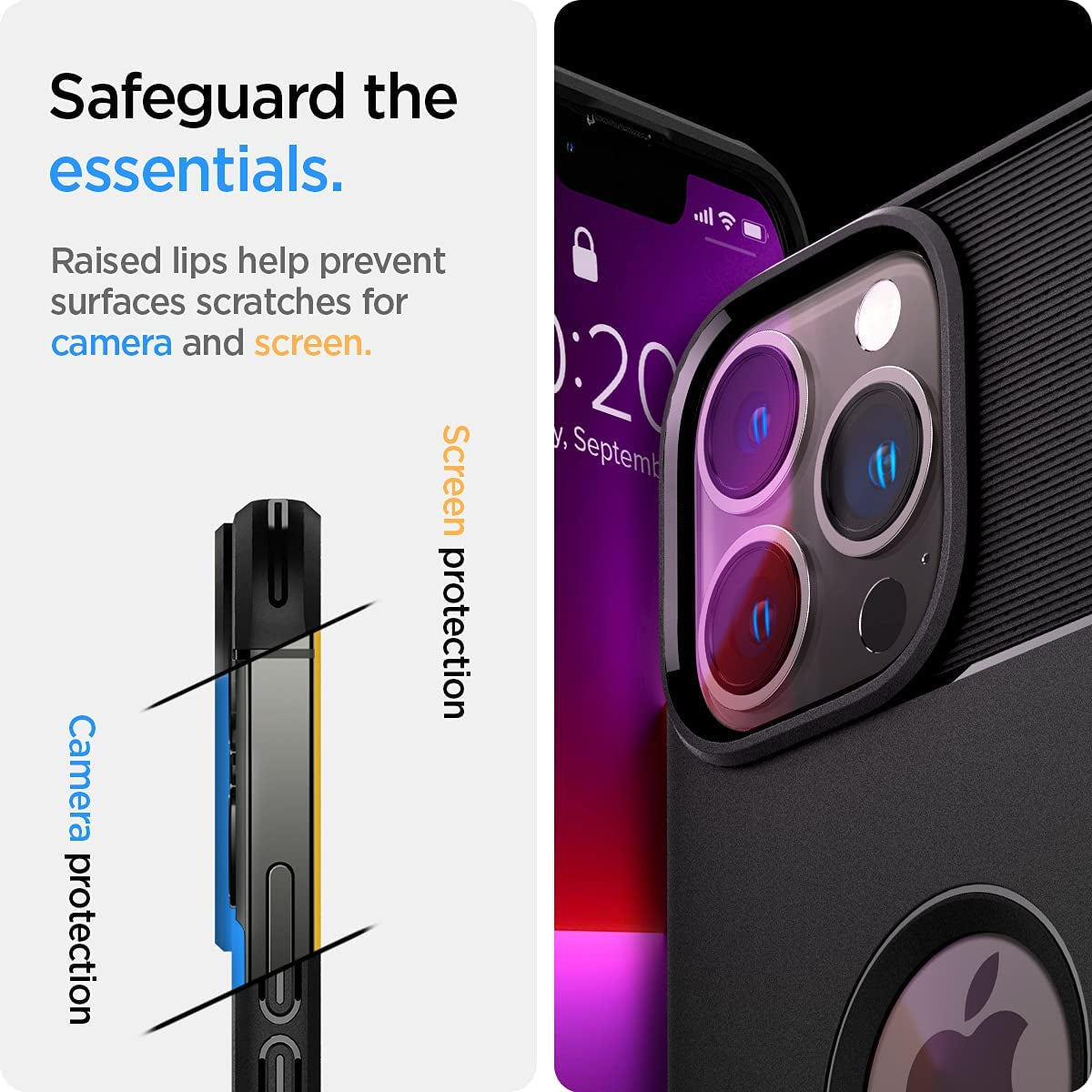 Spigen Rugged Armor Matte Black Case - For iPhone 13 Pro Max - mosaccessories