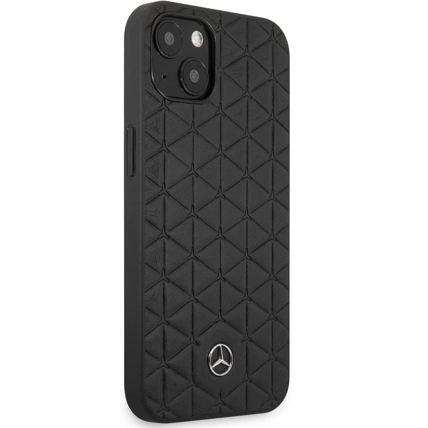 Mercedes-Benz Quilted Black with Mini Star Patterns Leather Protective Case - For iPhone 13 - mosaccessories