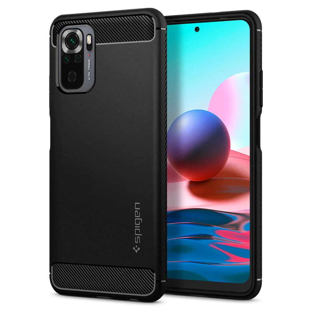 Spigen Rugged Armor Matte Black Case - For Xiaomi Redmi Note 10 / 10S