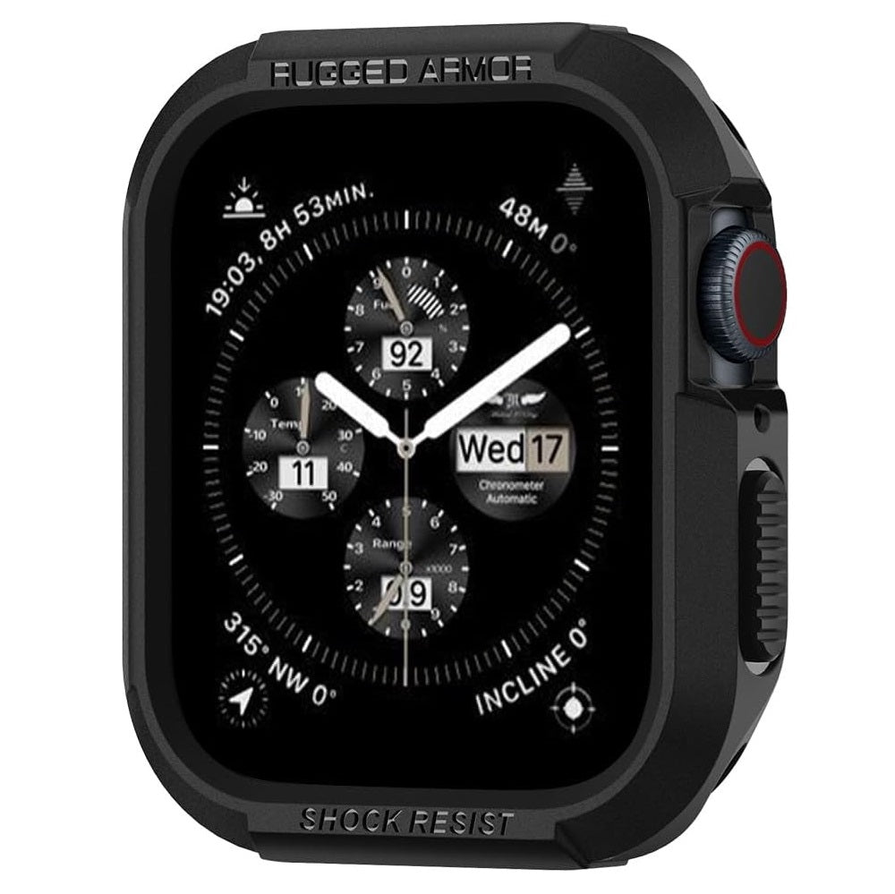 Spigen Rugged Armor Black Case - For Apple Watch Series 9/8/7 (45mm) and Series 6/SE/5/4 (44mm)