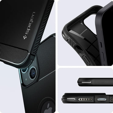 Spigen Rugged Armor Matte Black Case - For iPhone 13 Mini - mosaccessories