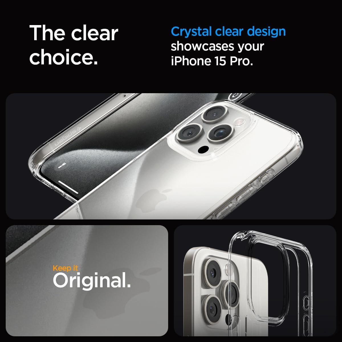 Spigen Ultra Hybrid Hard Clear Back Case - For iPhone 15 Pro - mosaccessories