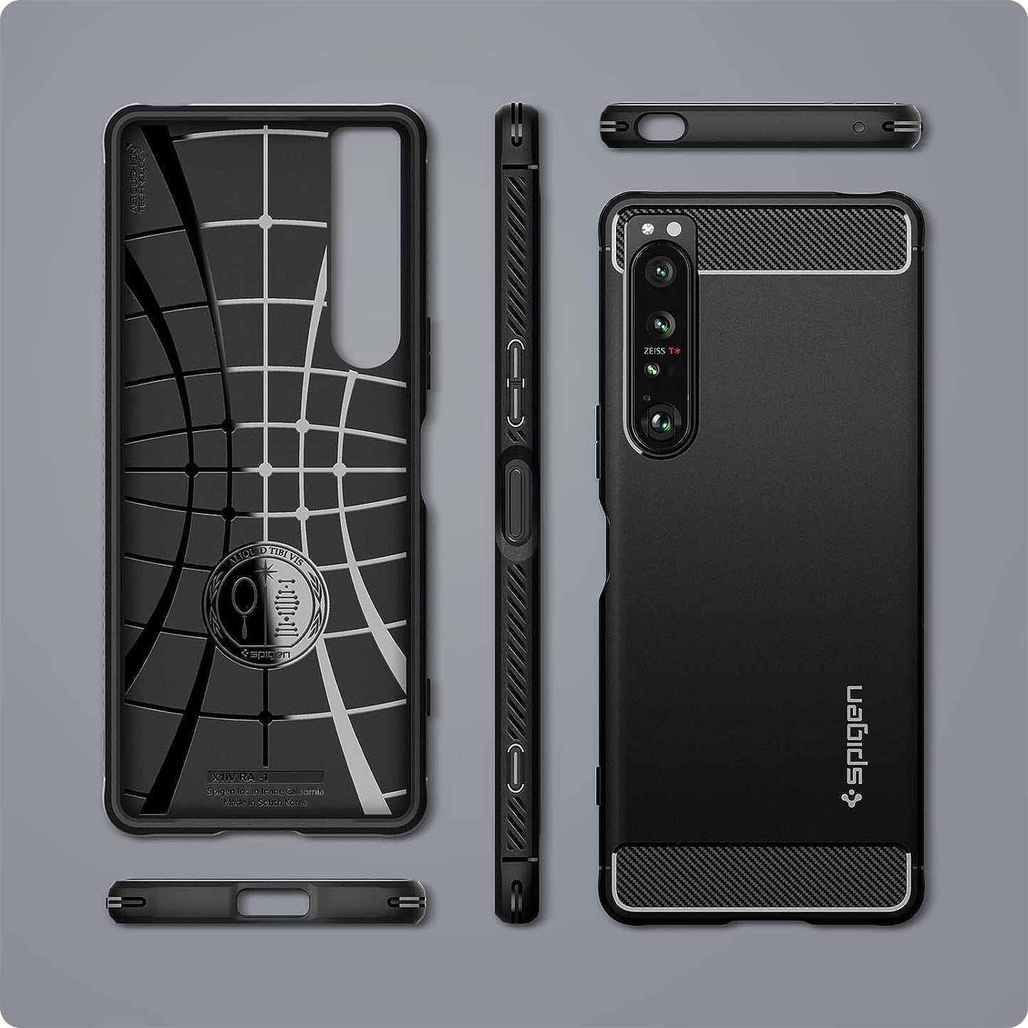 Spigen Rugged Armor Matte Black Case - For Sony Xperia 1 IV - mosaccessories