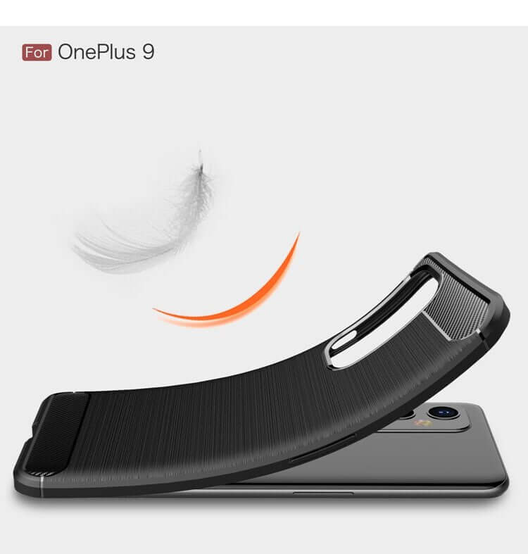 Carbon Fibre Rugged Armour TPU Black Case - For OnePlus 9 - mosaccessories
