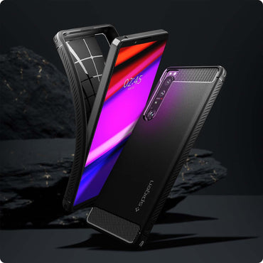 Spigen Rugged Armor Matte Black Case - For Sony Xperia 1 IV - mosaccessories