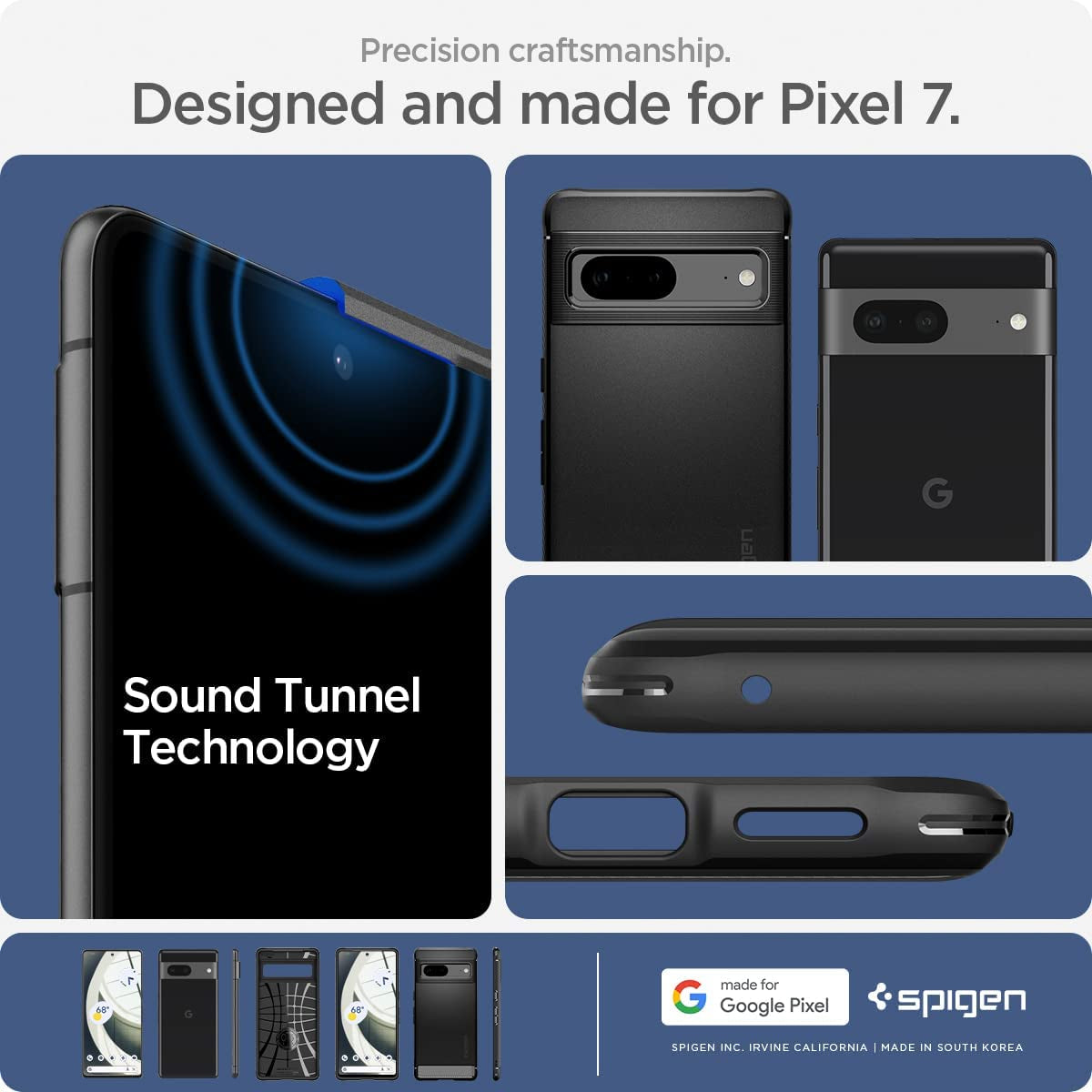 Spigen Rugged Armor Matte Black Case - For Google Pixel 7 - mosaccessories