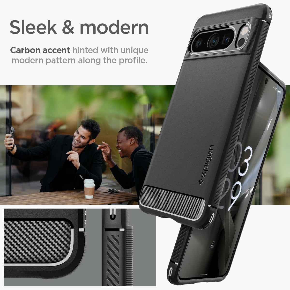 Spigen Rugged Armor Matte Black Case - For Google Pixel 8 Pro