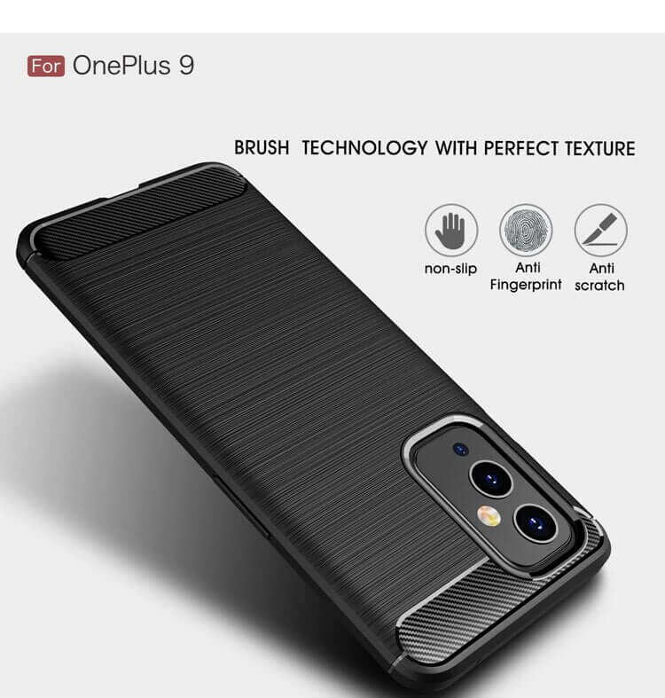 Carbon Fibre Rugged Armour TPU Black Case - For OnePlus 9 - mosaccessories