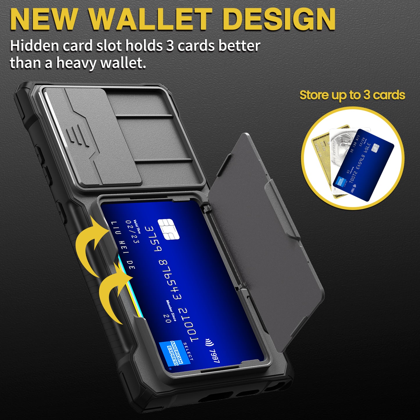 GKK Lens Protection Case Card Slot Kickstand Silver Phone Cover - For Samsung Galaxy S24 Ultra