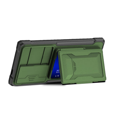 GKK Lens Protection Case Card Slot Kickstand Green Phone Cover - For Samsung Galaxy S24 Ultra