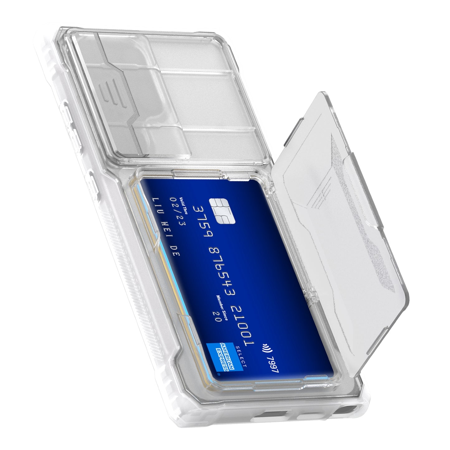 GKK Lens Protection Case Card Slot Kickstand Clear Phone Cover - For Samsung Galaxy S24 Ultra