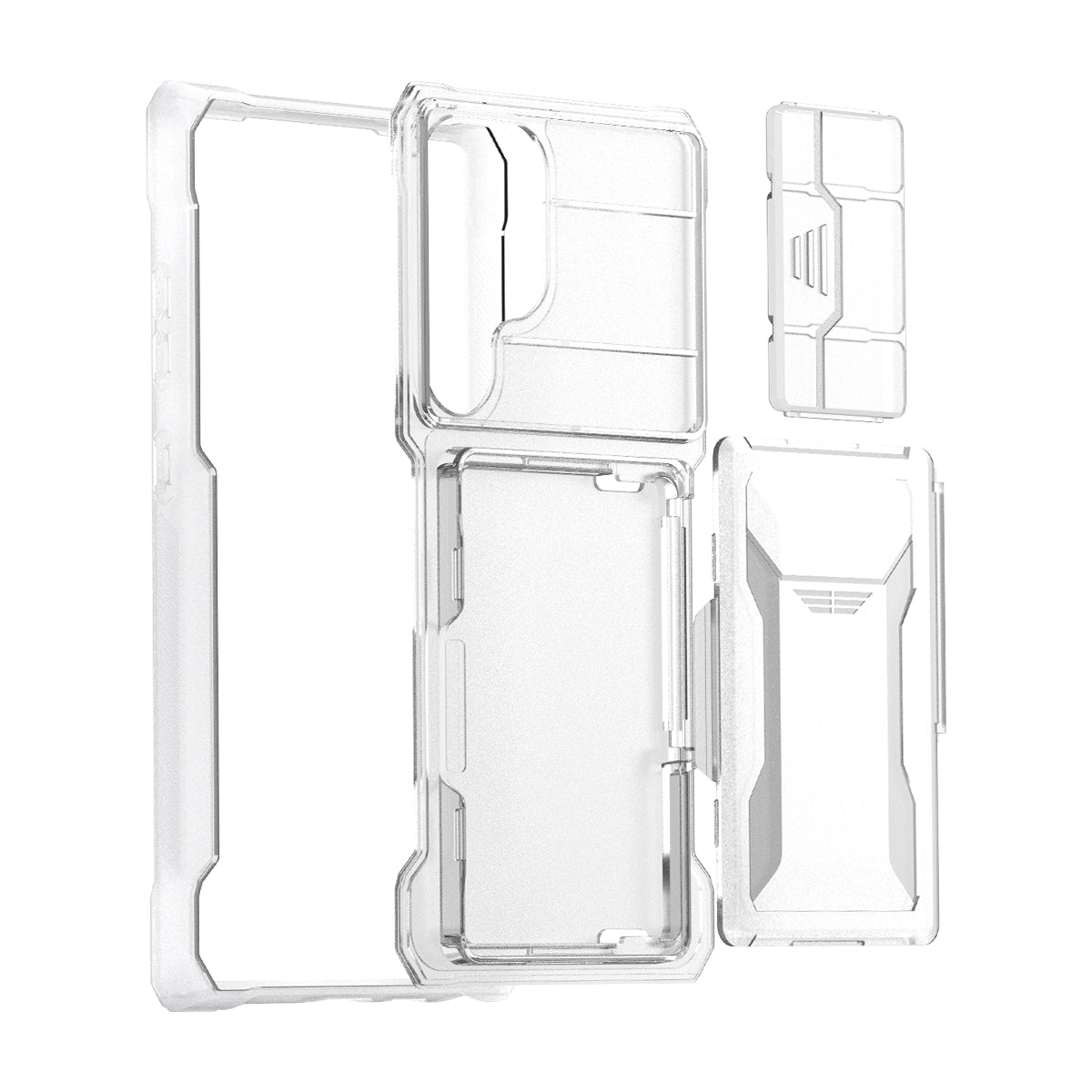 GKK Lens Protection Case Card Slot Kickstand Clear Phone Cover - For Samsung Galaxy S24 Ultra