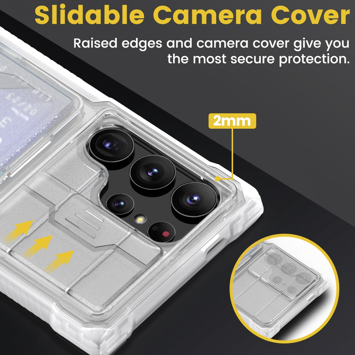 GKK Lens Protection Case Card Slot Kickstand Clear Phone Cover - For Samsung Galaxy S24 Ultra
