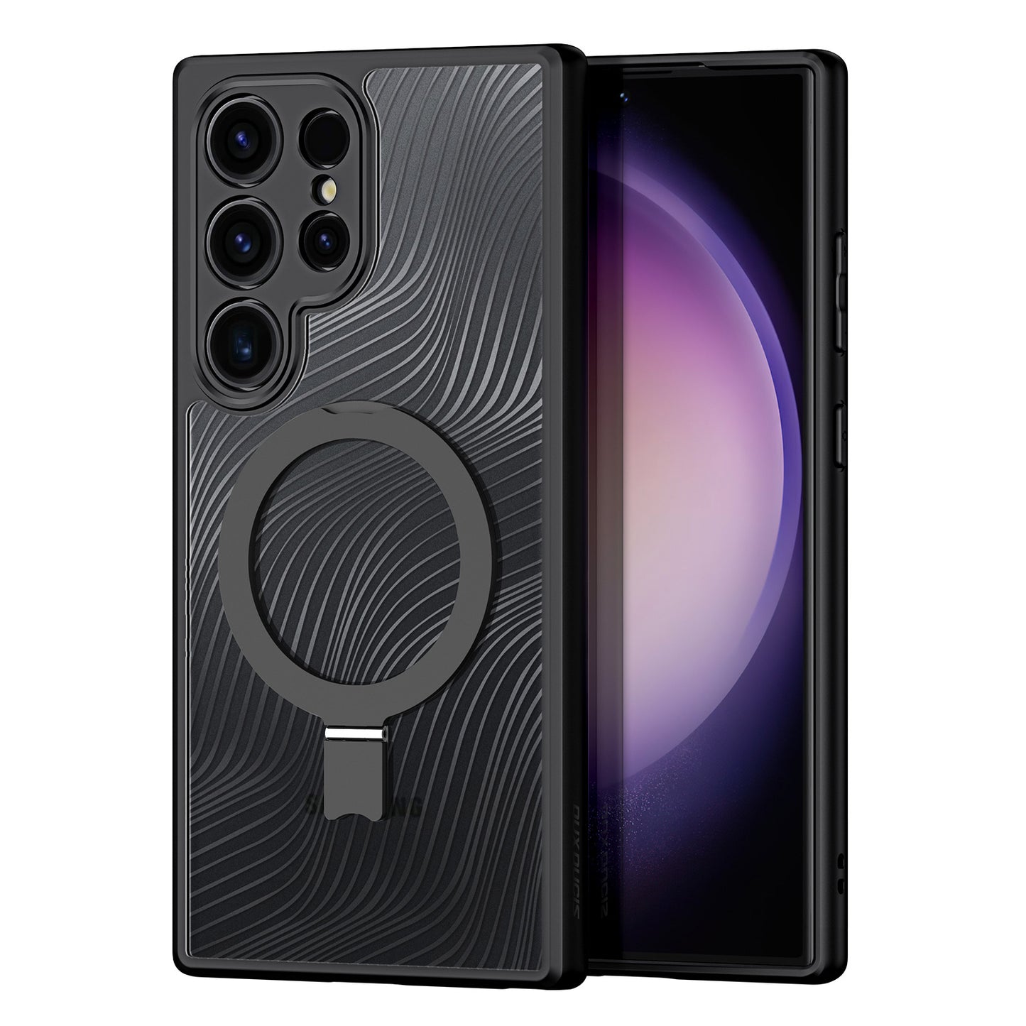 DUX DUCIS Aimo Series Magnetic Case Kickstand Black Phone Cover (REACH Certification) - For Samsung Galaxy S24 Ultra