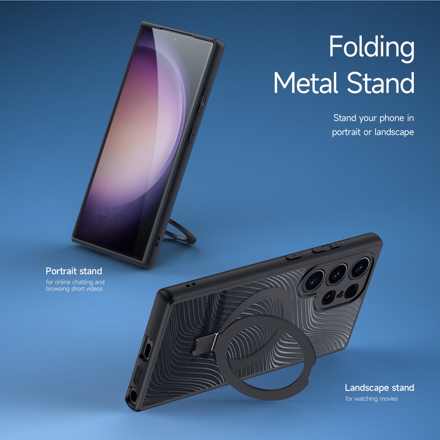 DUX DUCIS Aimo Series Magnetic Case Kickstand Black Phone Cover (REACH Certification) - For Samsung Galaxy S24 Ultra