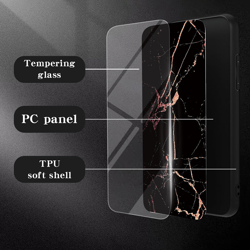 Tempered Glass + PC + TPU Cover with Flying Pigeon Printed Marble Pattern - For Samsung Galaxy S24 Ultra