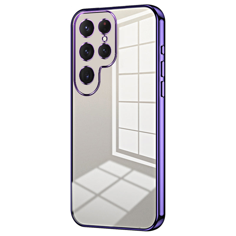 TPU Phone Case Electroplated Frame Protective Purple Cover - For Samsung Galaxy S24 Ultra