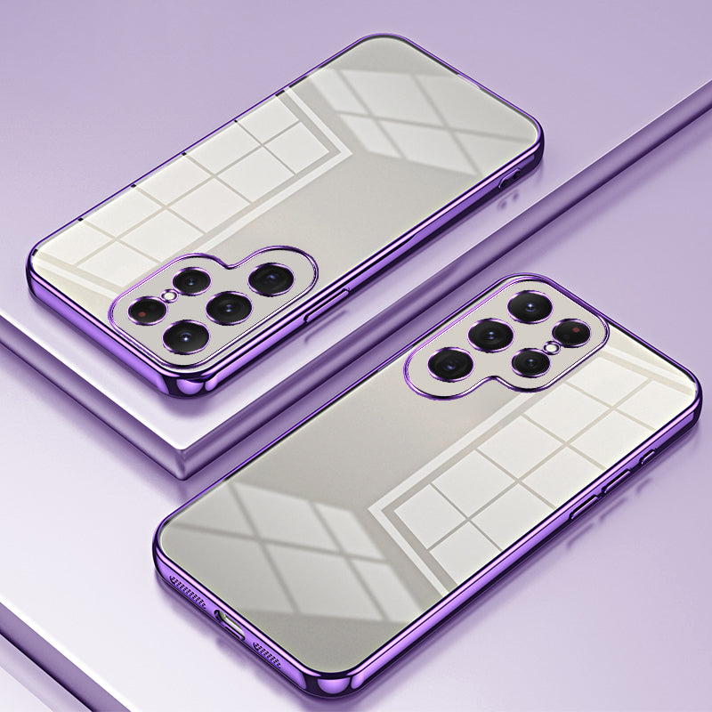 TPU Phone Case Electroplated Frame Protective Purple Cover - For Samsung Galaxy S24 Ultra