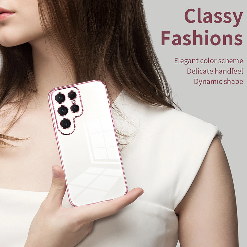TPU Phone Case Electroplated Frame Protective Purple Cover - For Samsung Galaxy S24 Ultra